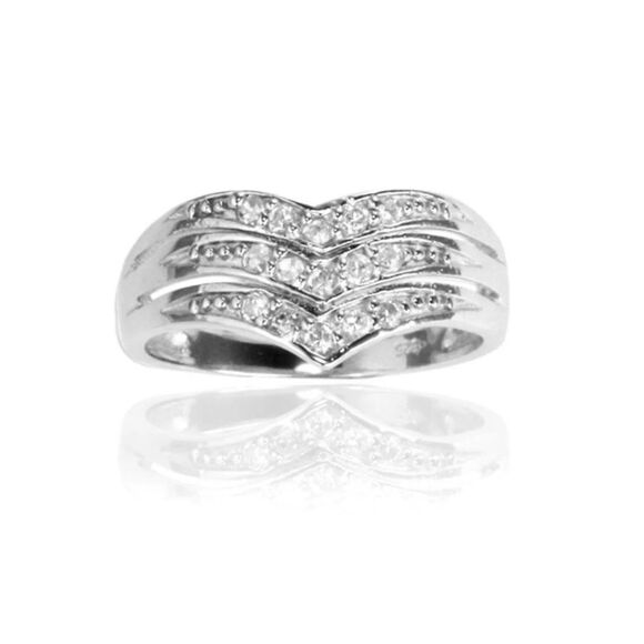 Elegant 1 Ct. Triple Row Channel Set Round Sim Diamond Band Ring Sz 8 - Picture 1 of 3